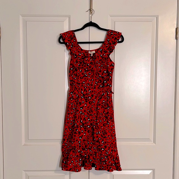NWOT Red Leopard Ruffle Dress, size Small - Picture 1 of 4